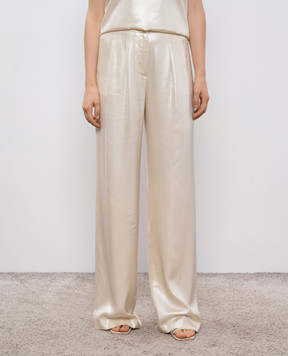 Peserico Beige pants with shiny texture E0447807355
