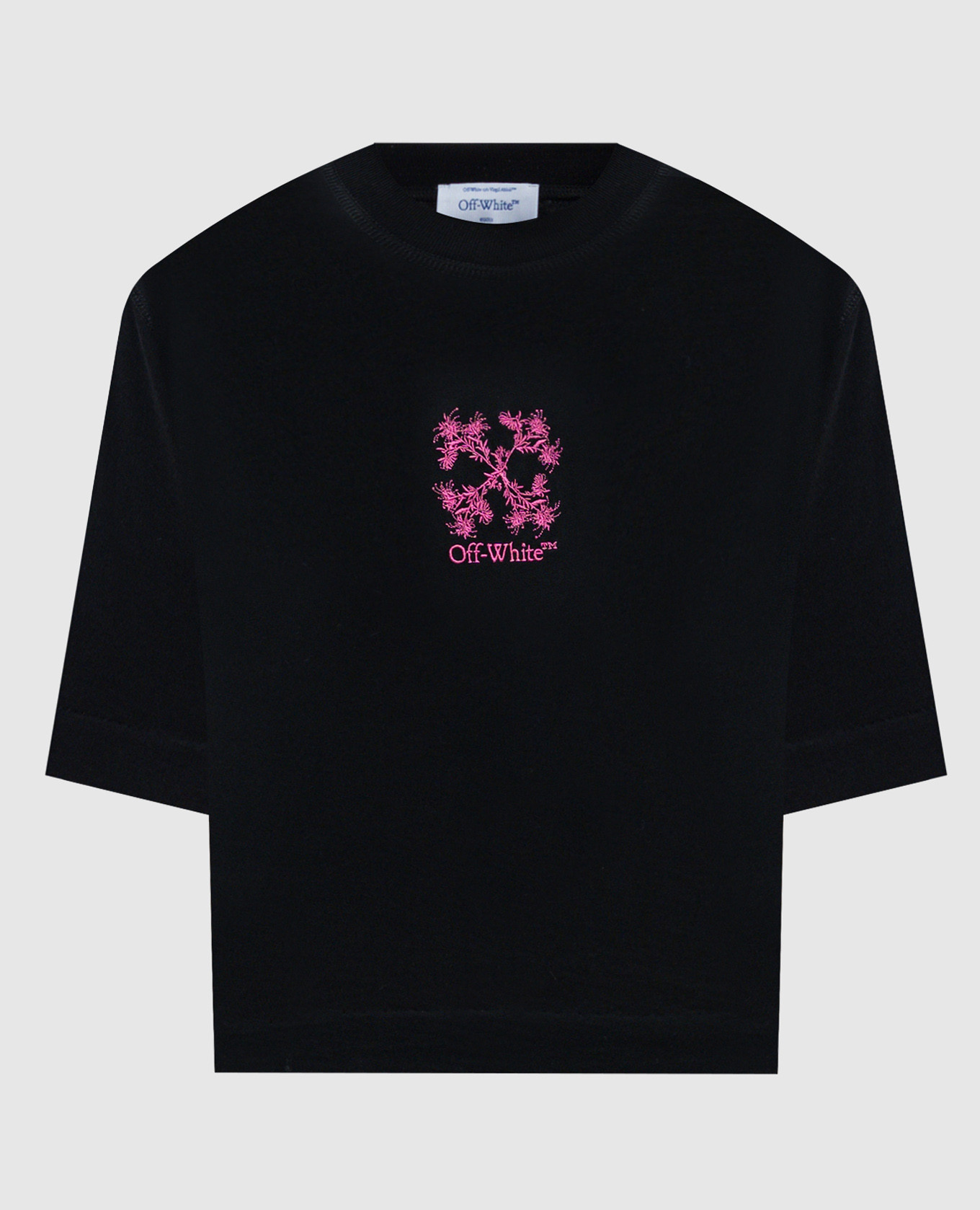 Black t-shirt with arrow logo embroidery off-white