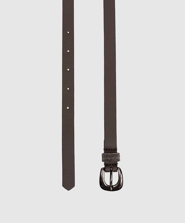 Peserico - Brown leather belt with monil chain S32596C0CC689  display picture 1