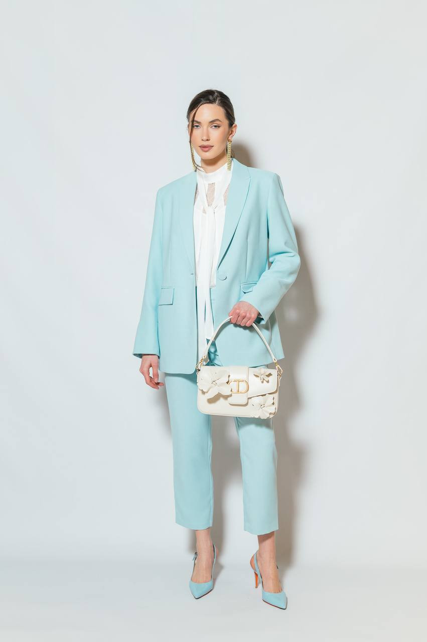 

Blue jacket with metal monogram logo Twinset Actitude, Light blue