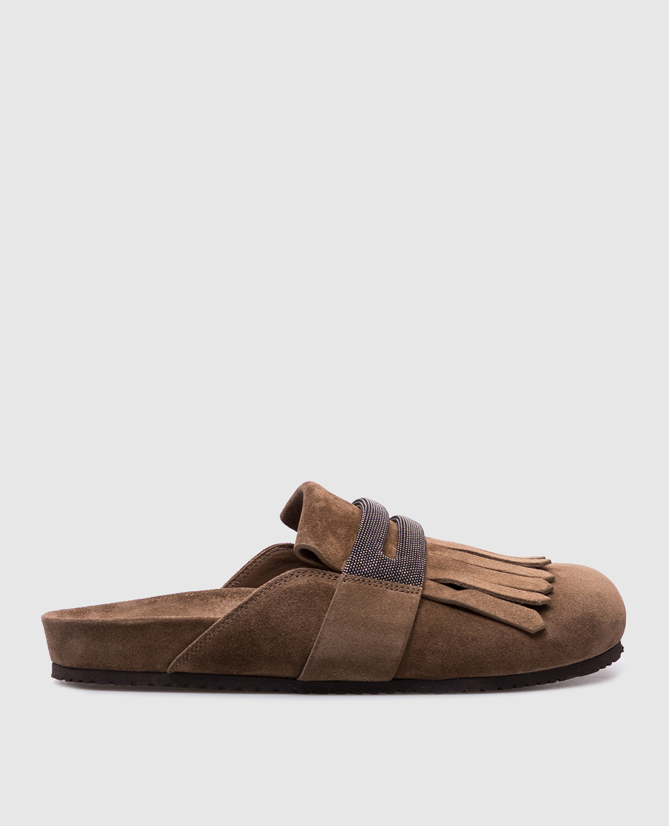 

Brown suede mules with monil chain Brunello Cucinelli