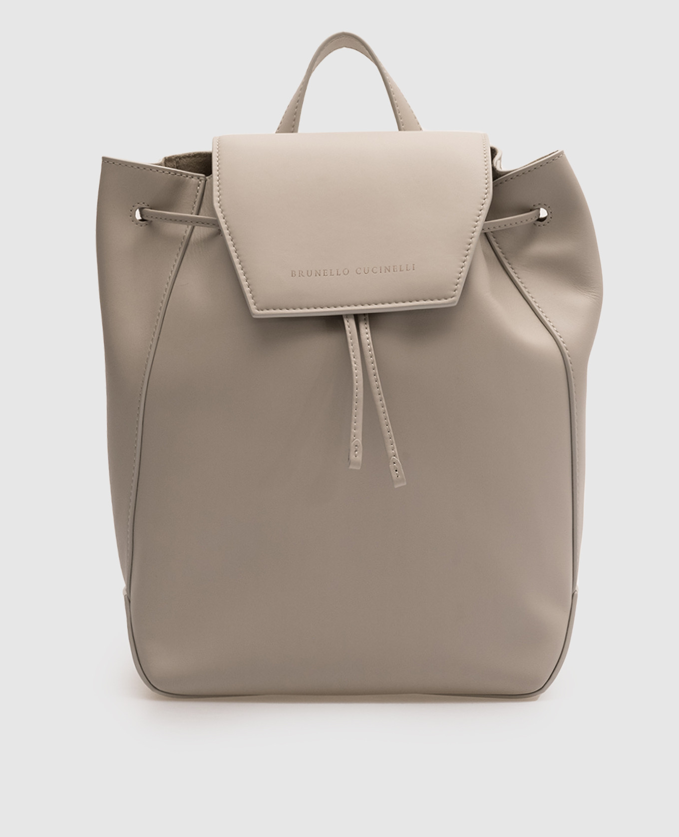 

Gray leather backpack with logo print Brunello Cucinelli, Серый