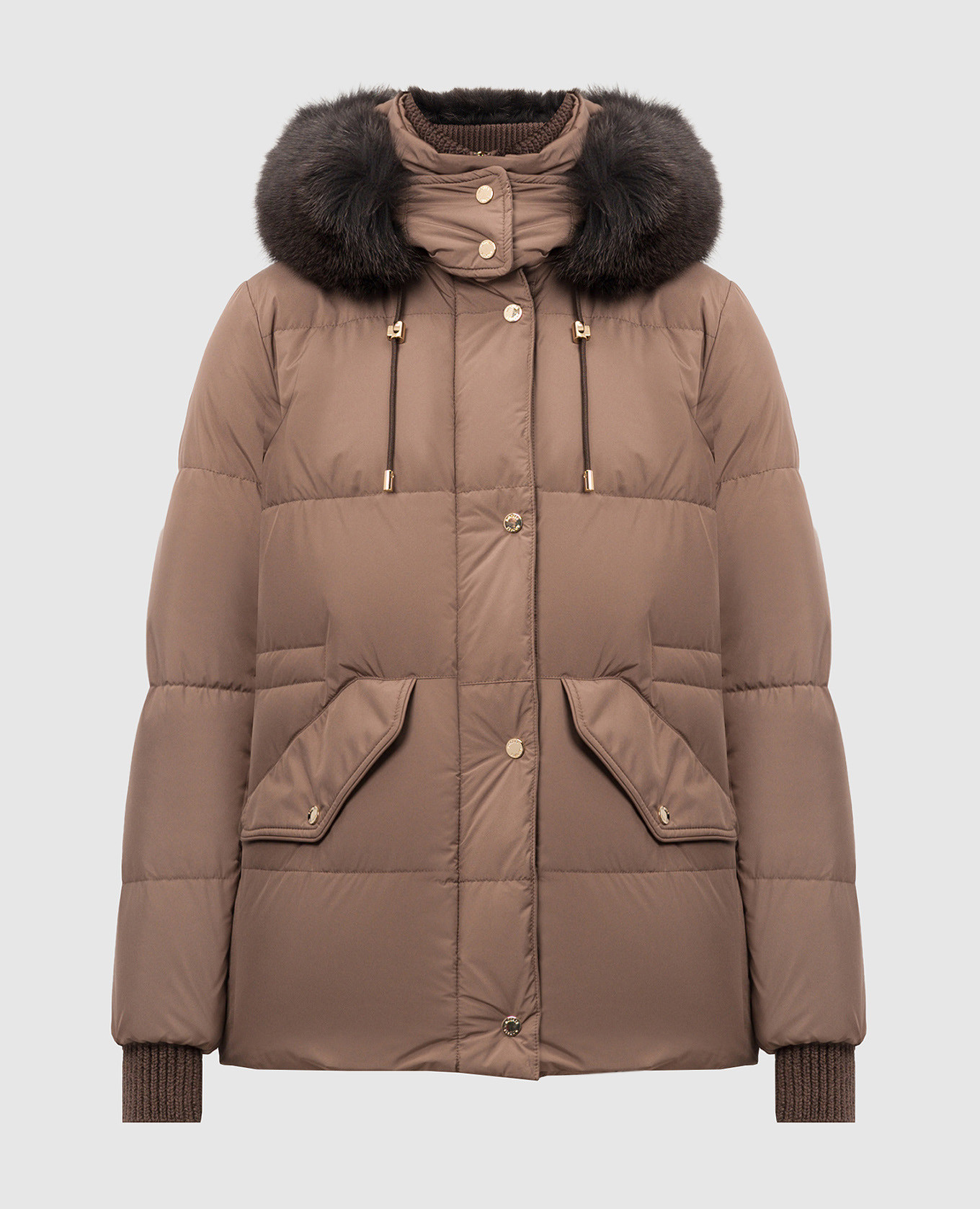 

Brown down jacket ATTICA-STP with fox fur MooRER, Коричневый