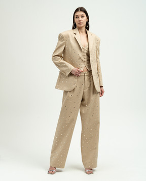 Giuseppe Di Morabito Milano Beige jacket with crystals 02SSJA072FM02237
