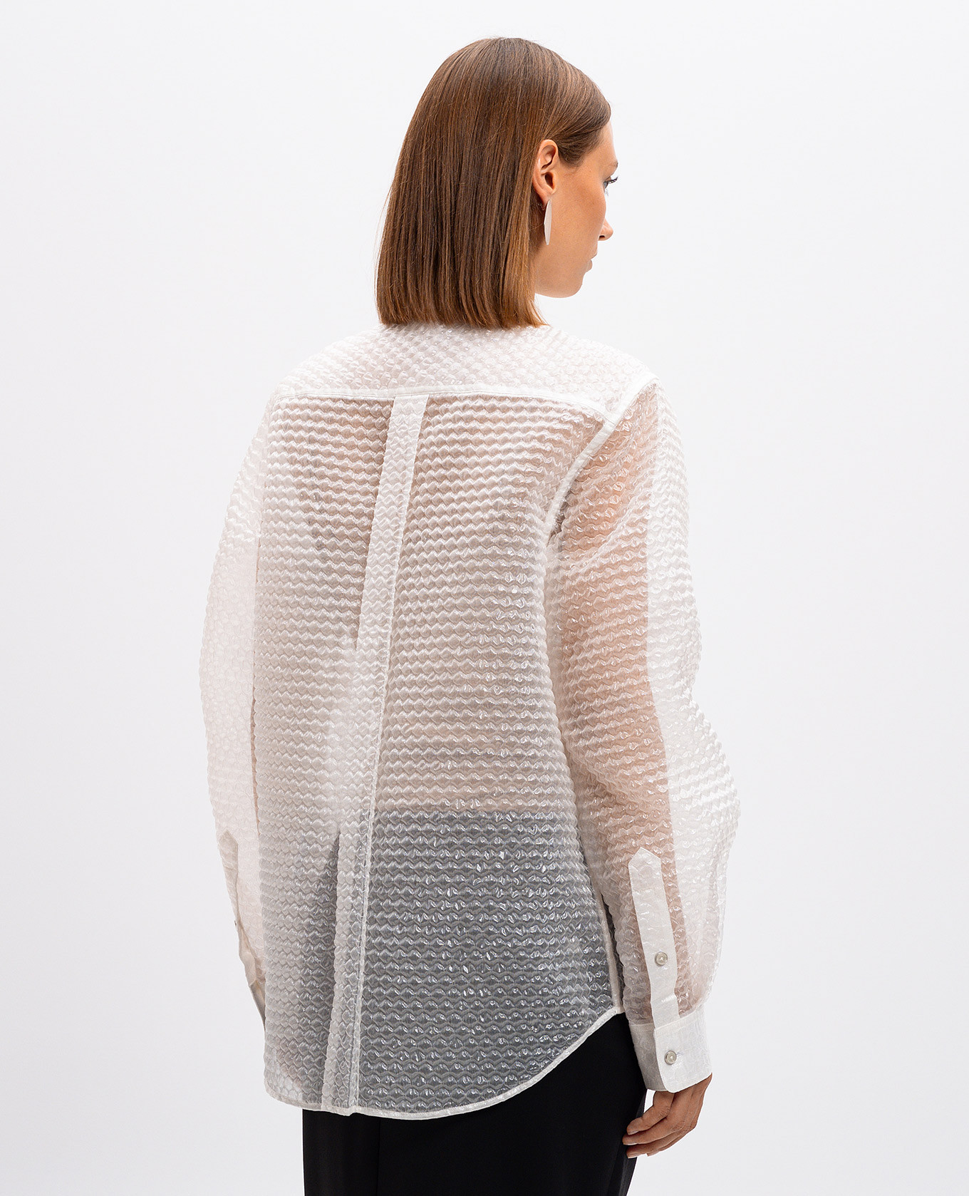 

White blouse with silk with bubble wrap effect Helmut Lang