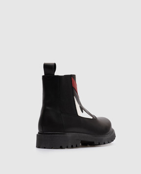 Fendi Children's black leather Chelsea boots with appliqué JMR1013639