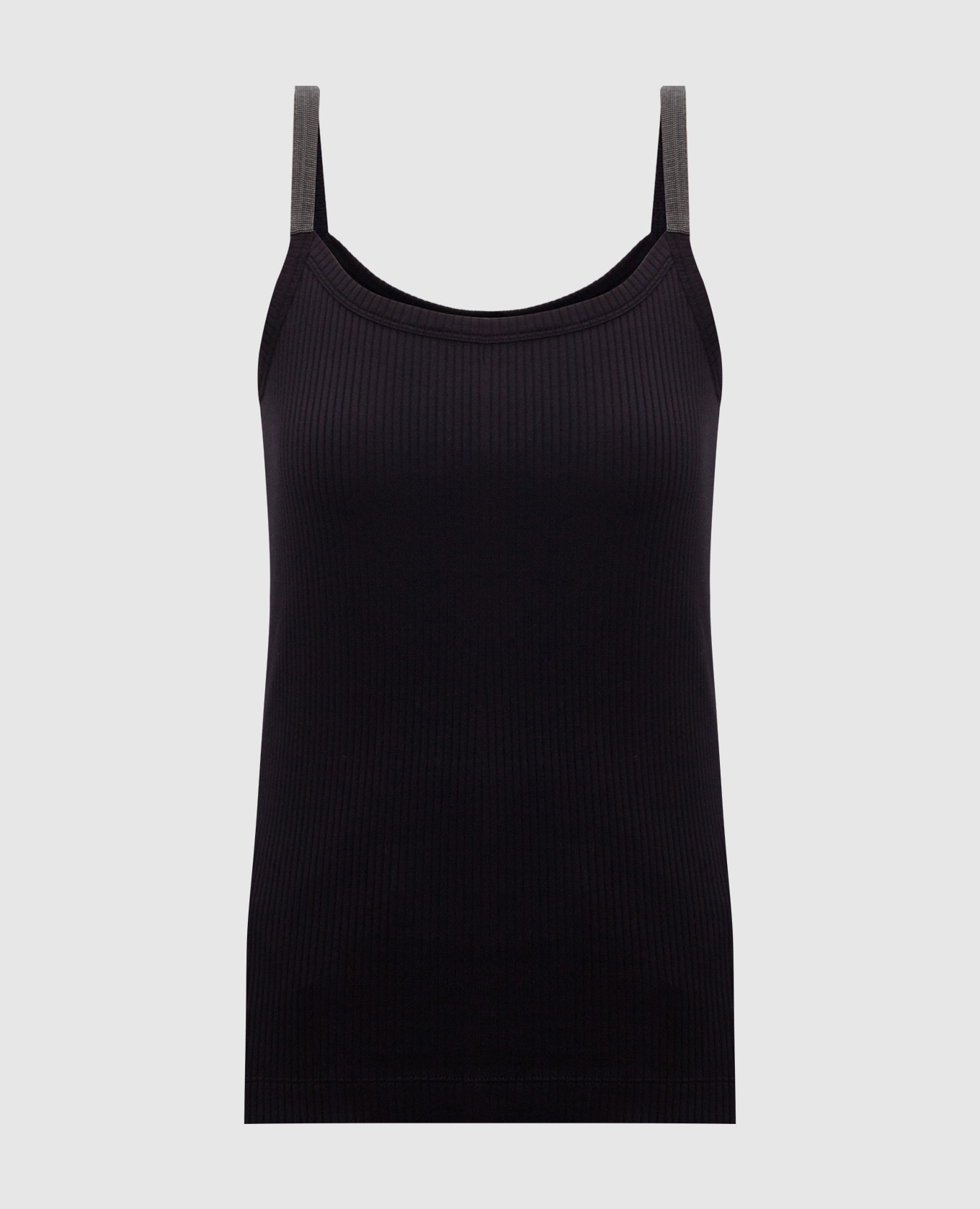 

Black ribbed top with monil chain Brunello Cucinelli