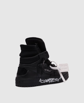 Off-White Court Courtesy 3.0 Black Leather High Top Sneakers OMIA065C99LEA007