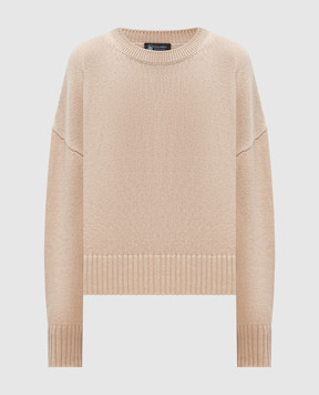 COLOMBO Beige cashmere sweater with metallic logo MA04562226KI