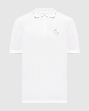 Brunello Cucinelli White polo shirt with logo emblem print MW8641330F