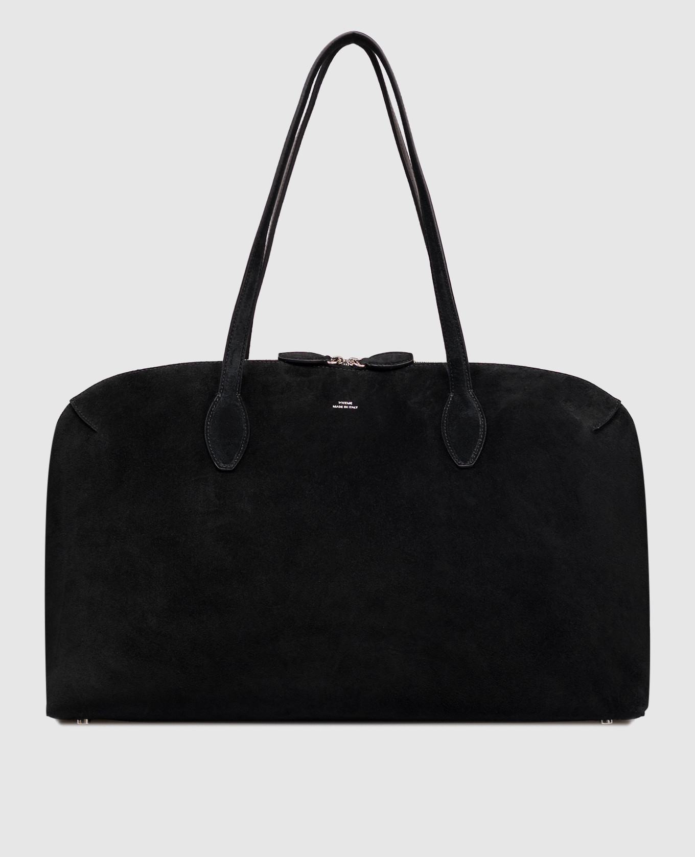 

Black suede tote bag with logo print Toteme