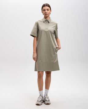Peserico Khaki shirt dress with monil chain S0267901979