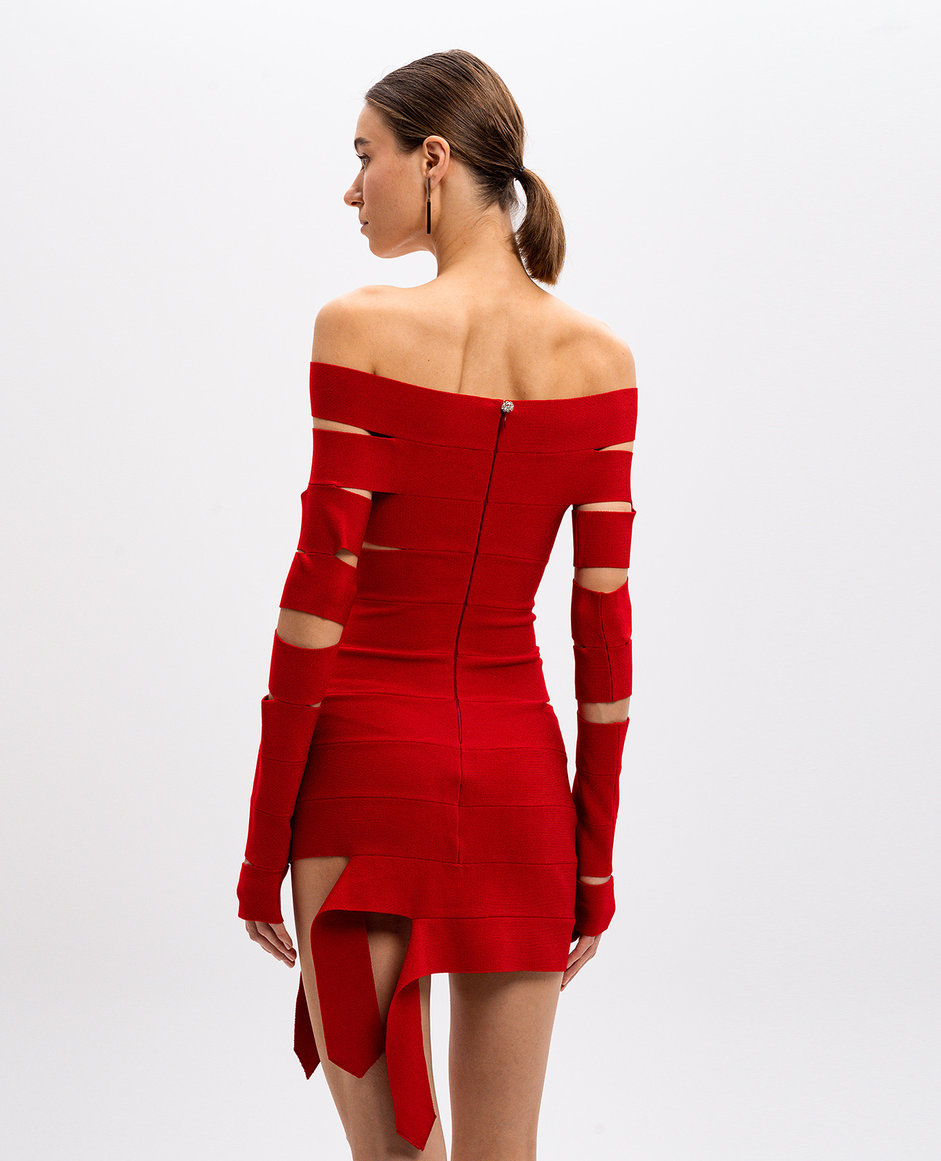 

Red crystal mini dress with logo embroidery Off-White