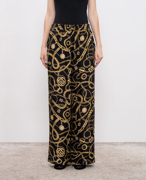 Balmain Black printed silk pants FF1PQ240SF12