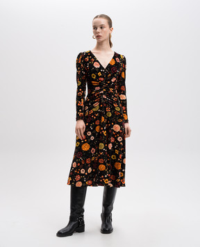 La DoubleJ Black velor Vaudeville dress in floral print DRE0772VEL006CEL01