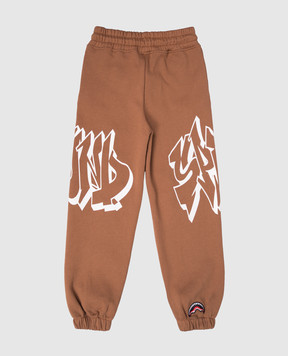 Sprayground Children's brown insulated joggers Graffiti SPY1326GBRW