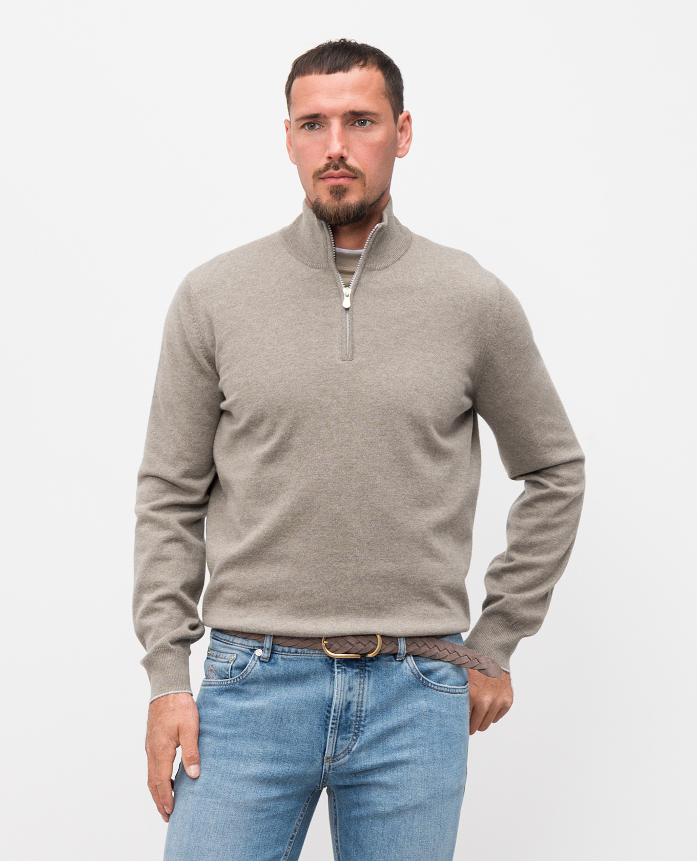

Gray cashmere jumper with zipper Brunello Cucinelli, Grey