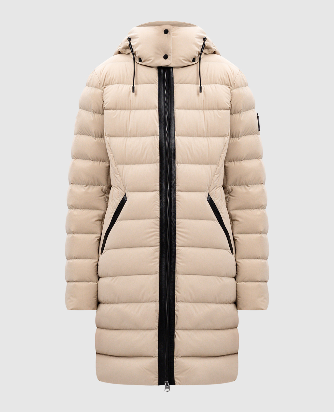 

Beige down jacket with leather inserts with logo Mackage