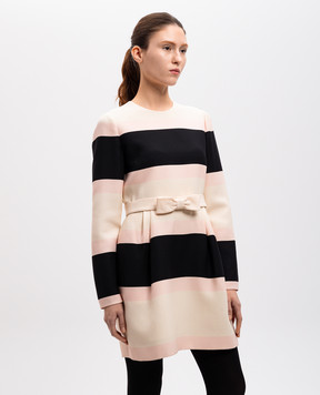 Valentino Beige striped wool and silk dress QB2VAIT542L