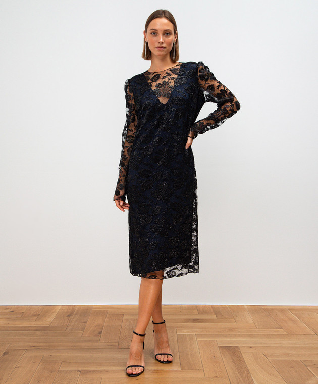lanvin blue dress Lanvin - Wool And Cashmere Midi Dress For Women - Indigo main image 0