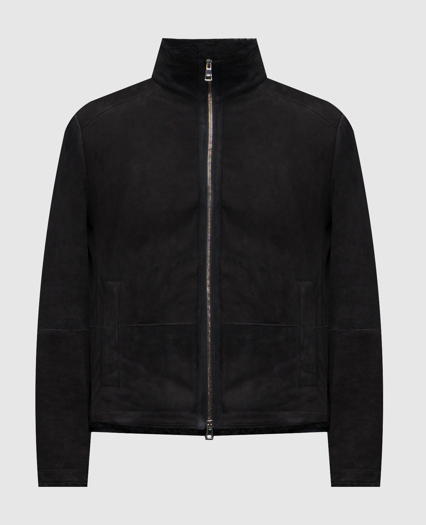 Black cropped sheepskin coat