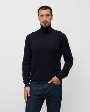 Stefano Ricci Blue cashmere and silk turtleneck K606125D01F25302