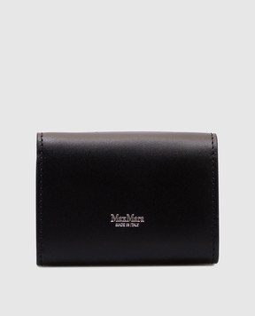 Max Mara Black leather wallet with logo COMPACTWALLET2
