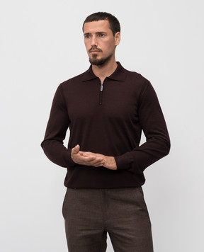 Stefano Ricci Brown cashmere and silk polo shirt K606125P30F25302