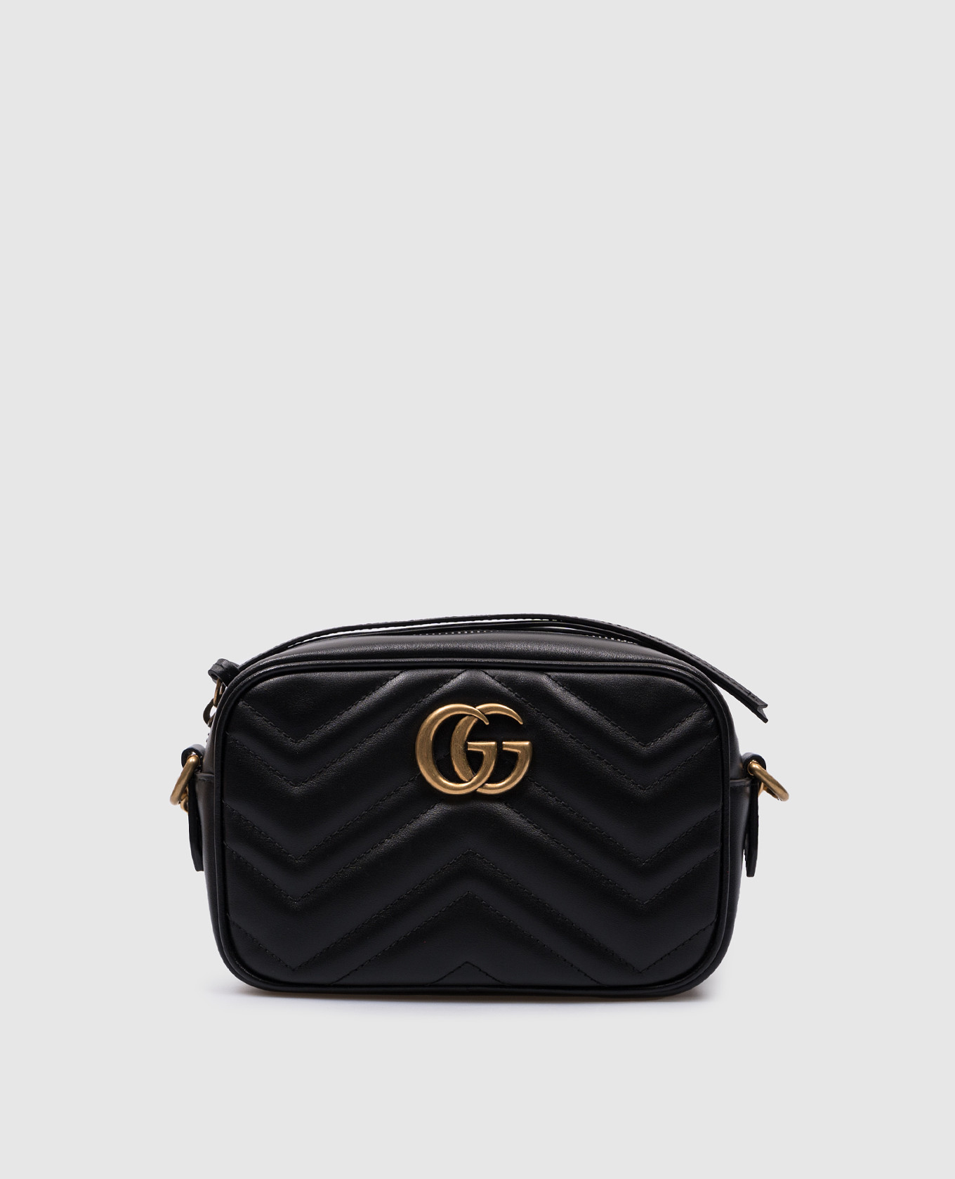 

Black leather cross body bag with GG logo Gucci, Черный