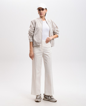 Peserico Gray bomber jacket with monil chain S25072C6953