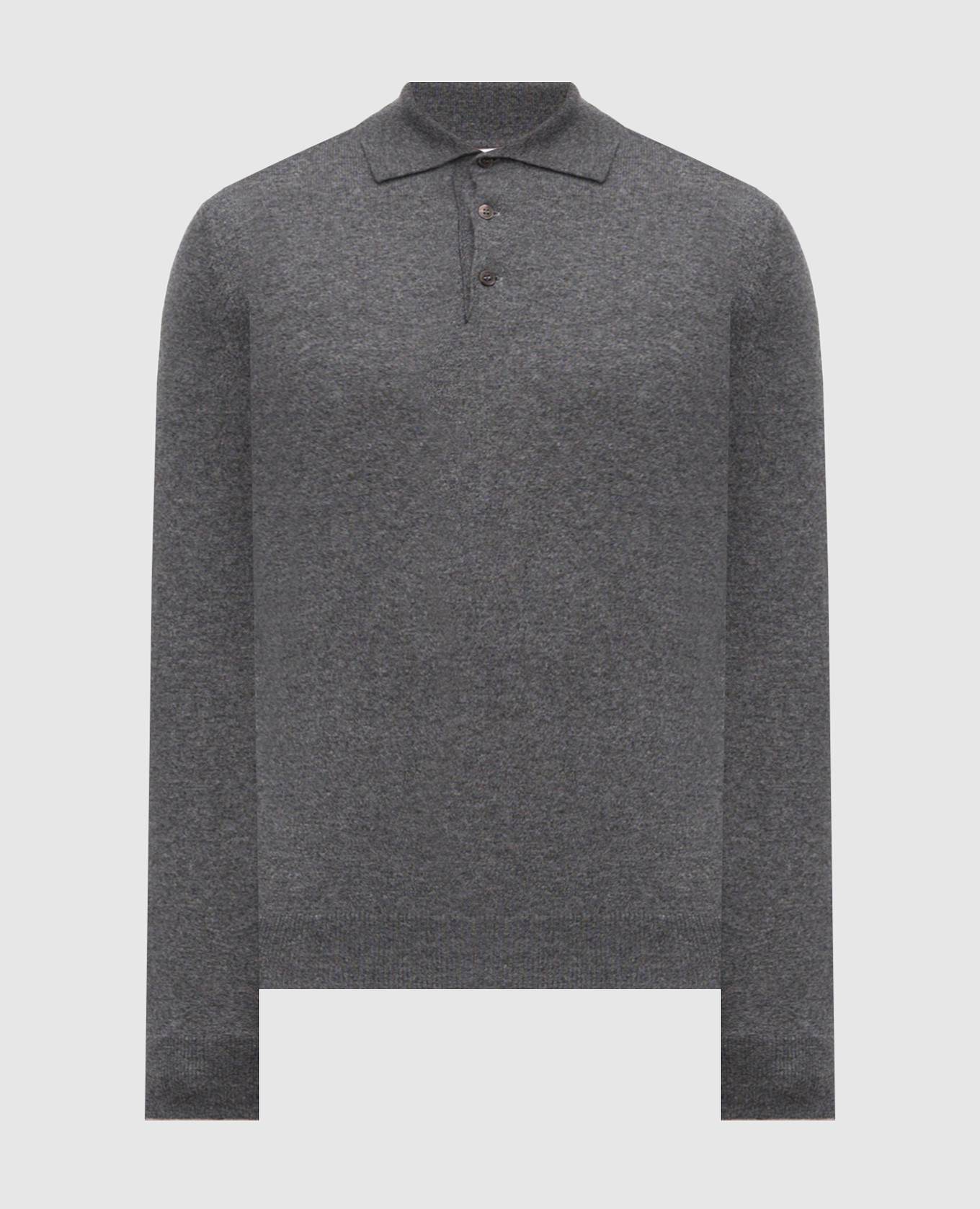 Grey melange cashmere polo shirt Brunello Cucinelli