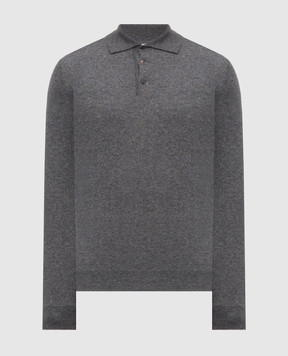 Brunello Cucinelli Grey melange cashmere polo shirt M2200295