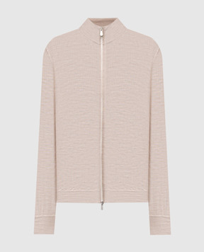Brunello Cucinelli Beige melange wool and cashmere cardigan M2400106