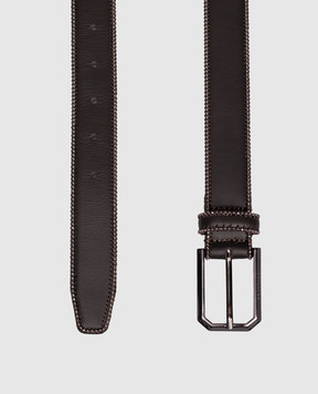 Peserico Brown leather belt with monil chain S32592C0CC685