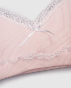 Story Loris Children's pink ribbed top with lace 35369