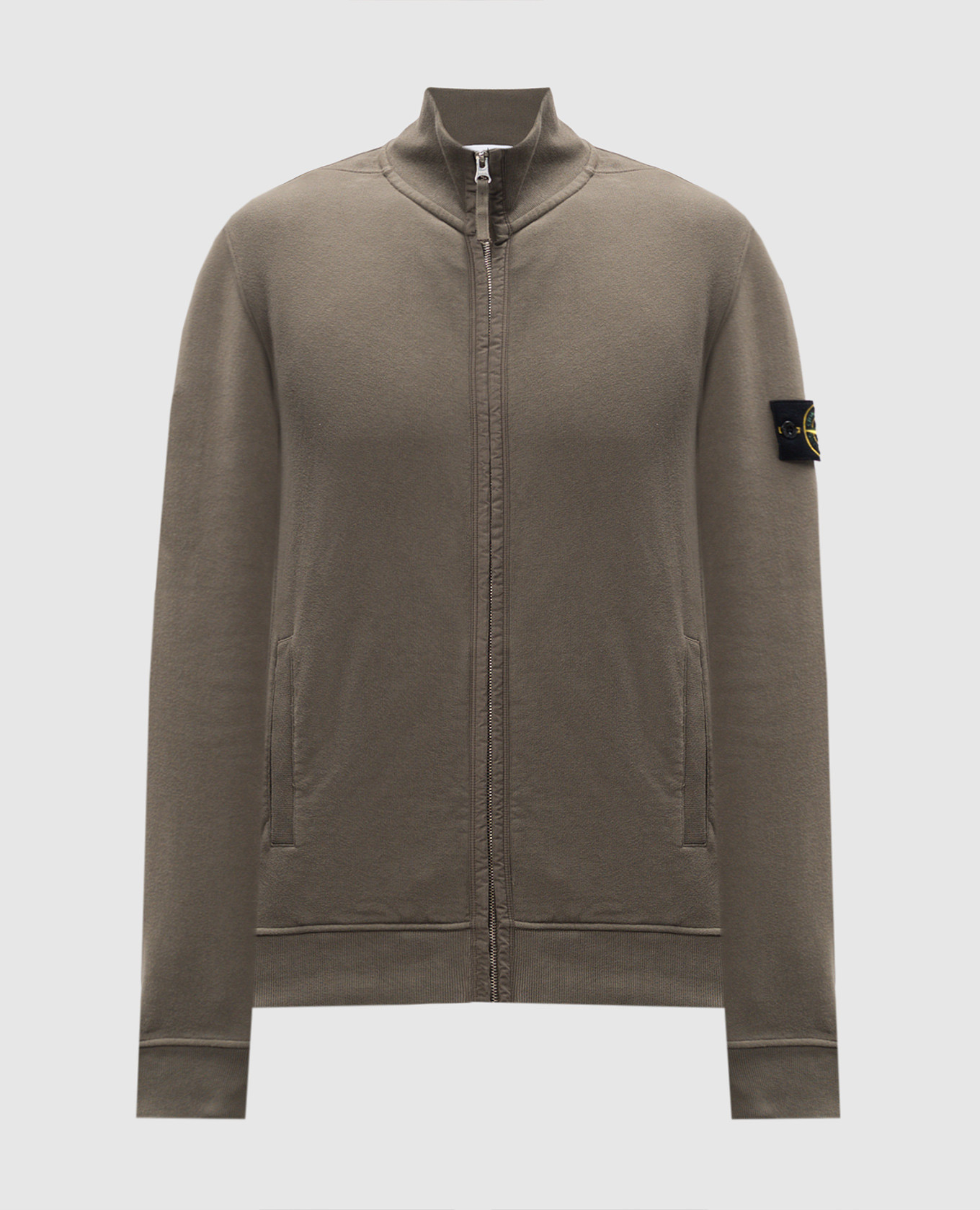 Khaki sports jacket with logo stone island