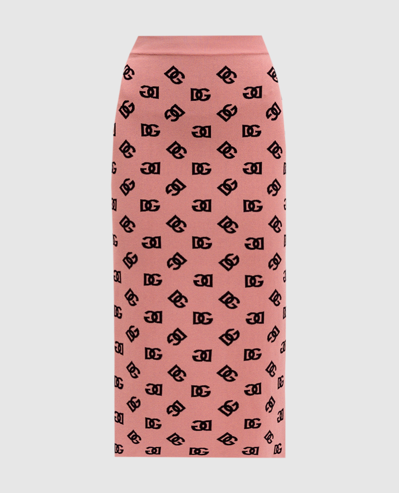 Pink midi skirt with monogram logo pattern