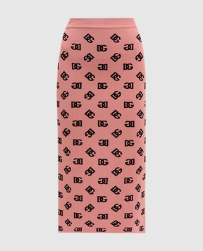 Dolce&Gabbana Pink midi skirt with monogram logo pattern FXO02TJFMGT