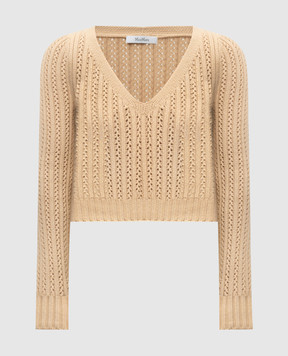 Max Mara Beige cropped pullover made of wool and cashmere IFREM