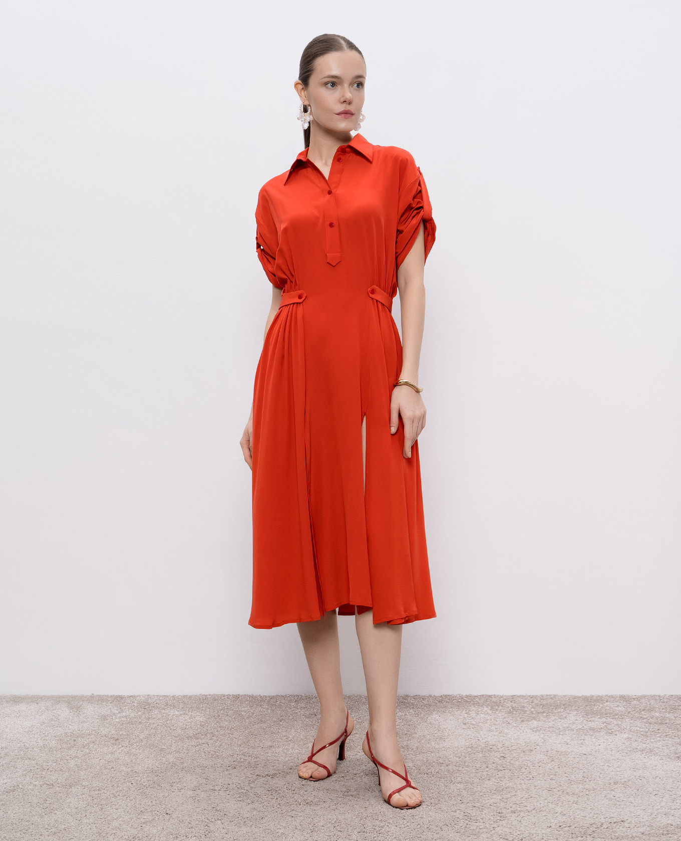 

Red silk shirt dress Ermanno Scervino