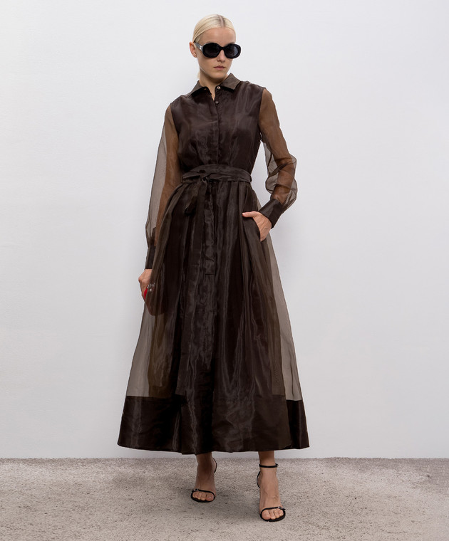 long brown maxi dress Chocolate Brown Crystal-Embellished Maxi Dress L main image 0