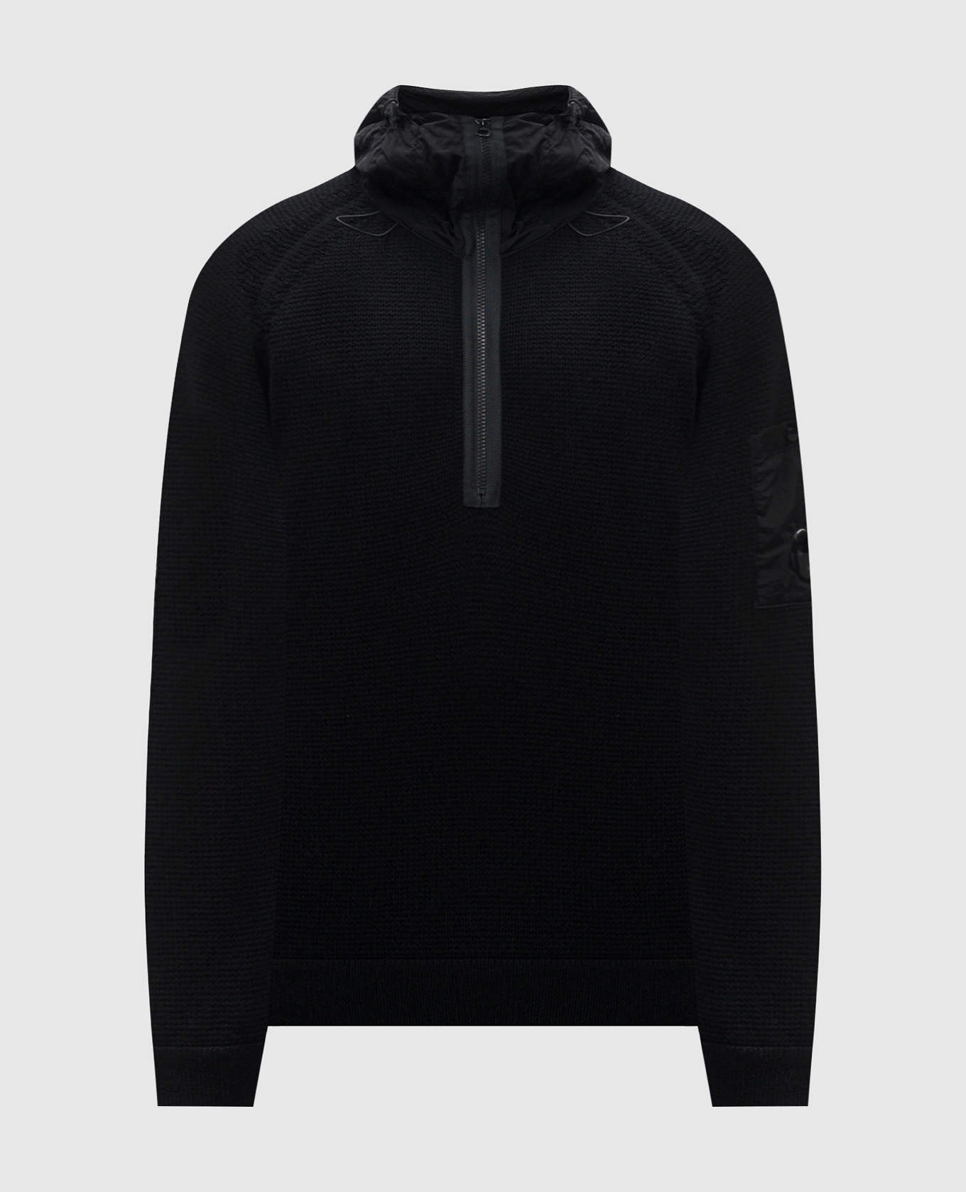 

Black wool hoodie with logo patch C.P. Company