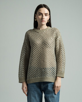 Valentino Beige openwork sweater with sequins 4B0KC55W8J7