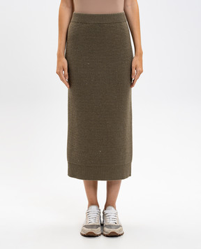Peserico Green midi skirt with wool and silk S95029F0709095