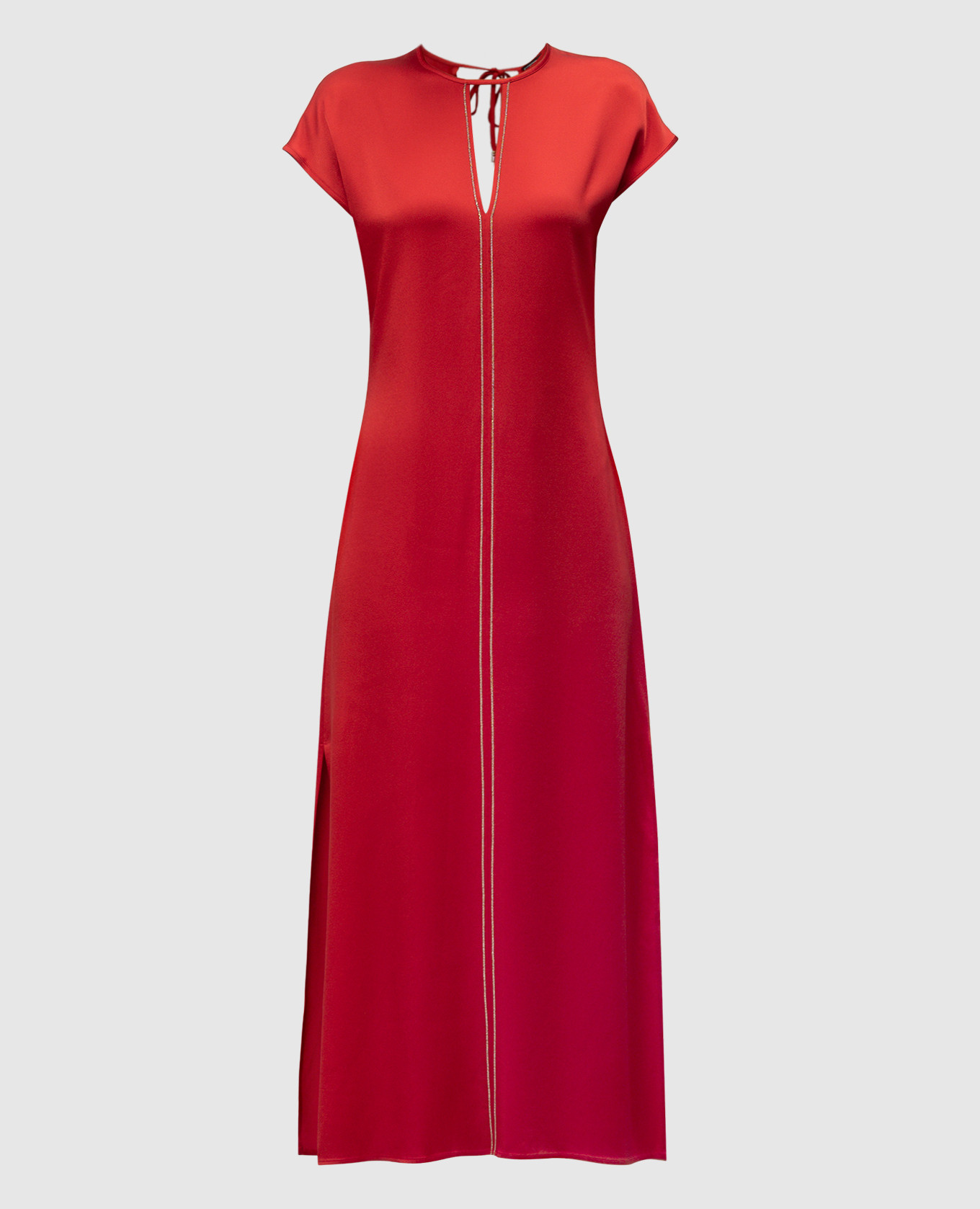 

Red slit dress with monil chain Peserico