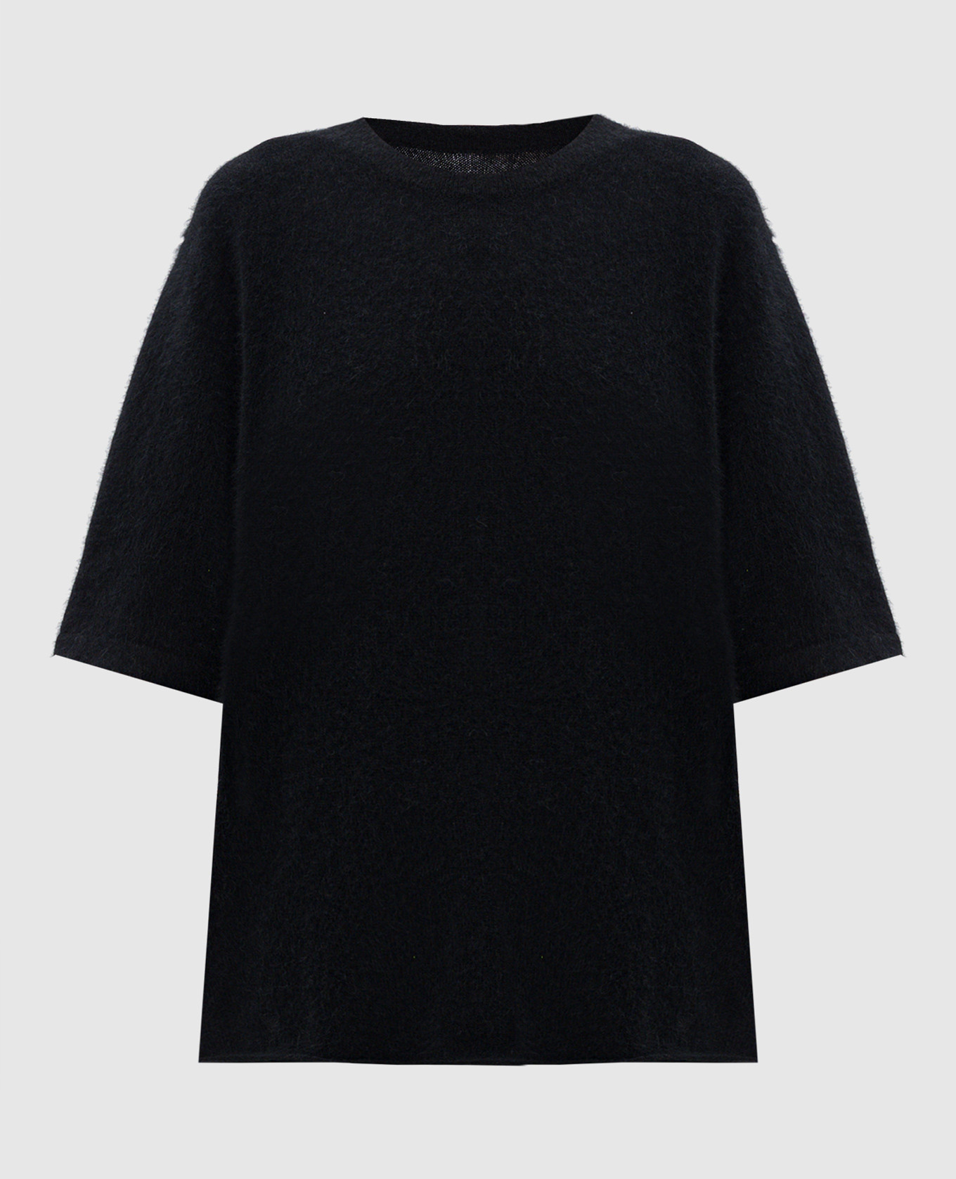 RAVEN black wool sweater with short sleeves Loulou de Saison