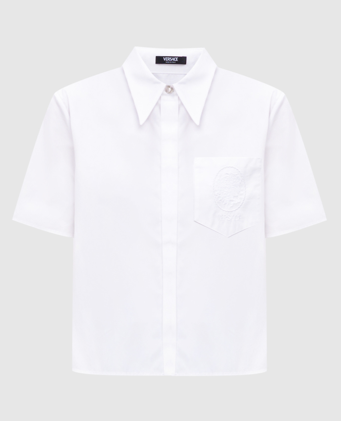 White cropped shirt with logo Versace