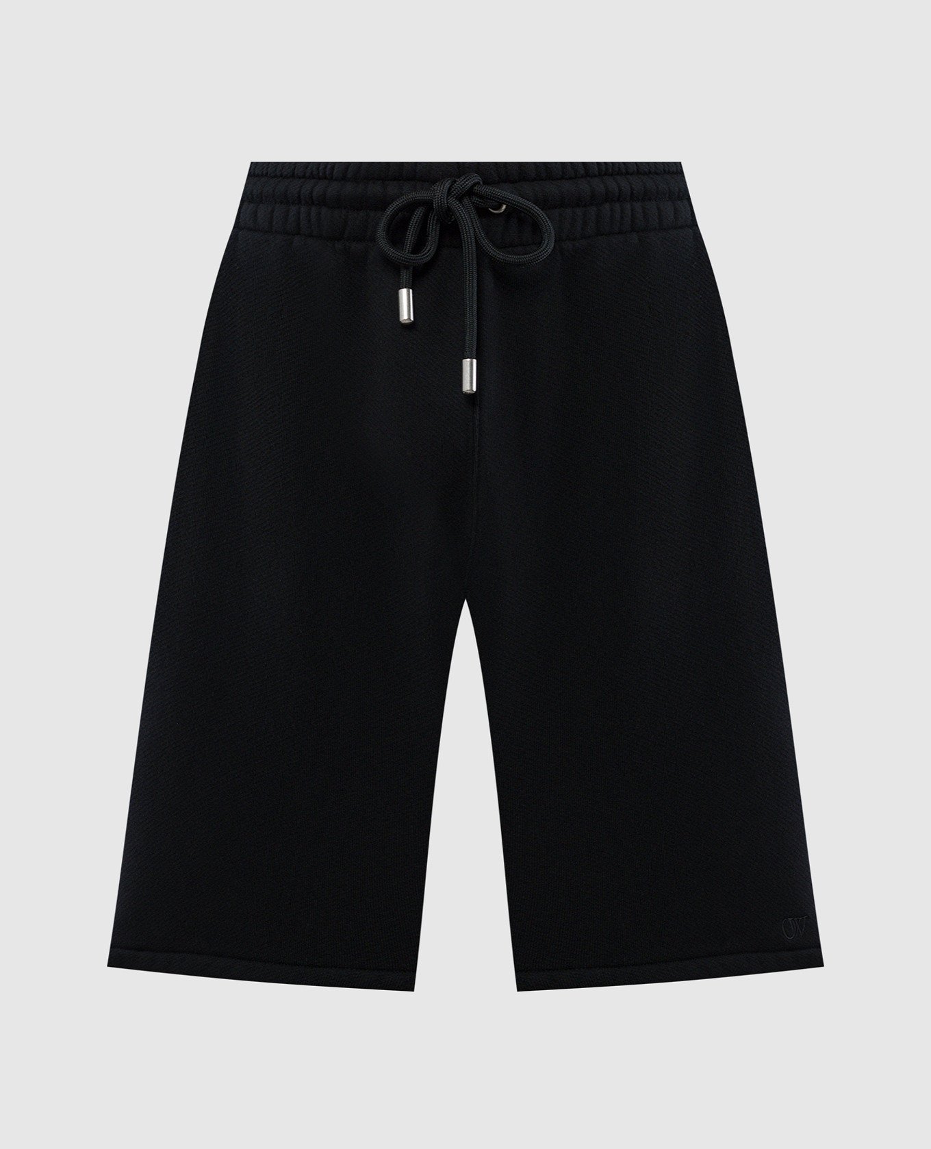 Off-White Black shorts with monogram logo embroidery