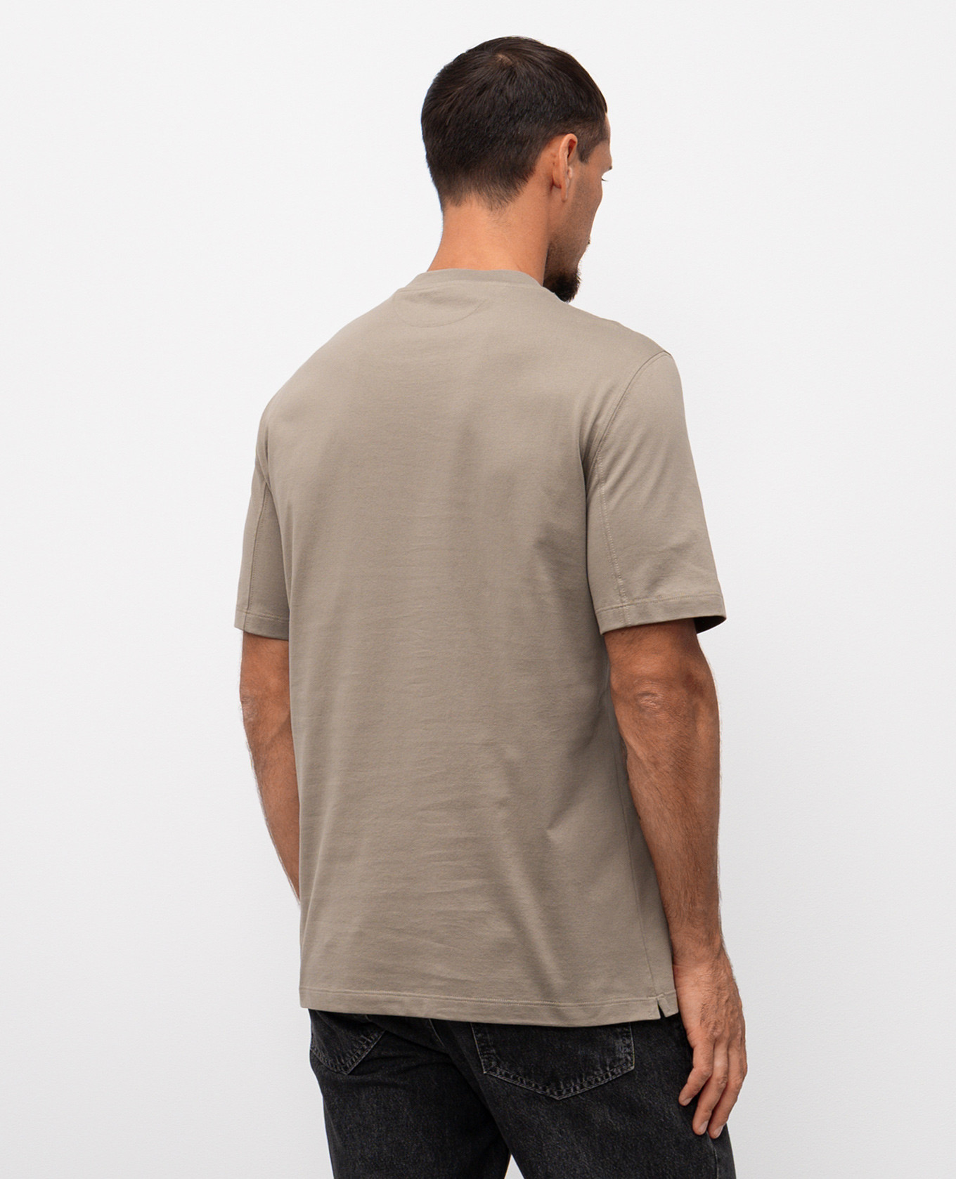 

Khaki T-shirt with logo emblem print Brunello Cucinelli