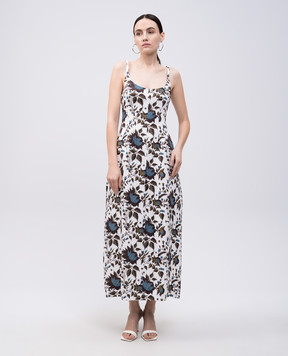 Faithfull Sanne white floral print linen midi dress FF3086LNA